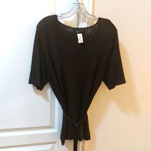 Jones New York Brown Short Sleeve Blouse Size Medium.